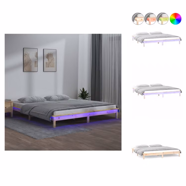 vidaXL Letto in legno massiccio con LED 140x200 cm - Letti e strutture letto