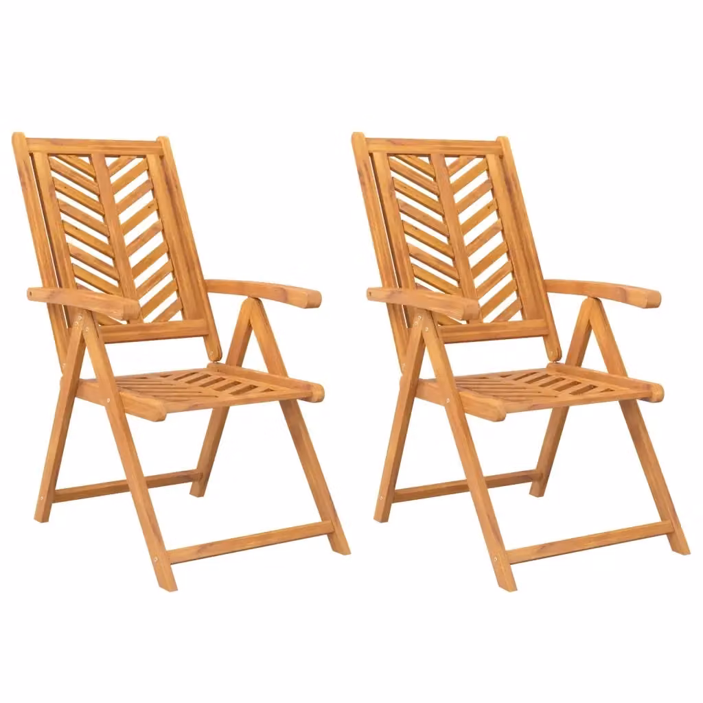 Set di 2 sedie da giardino reclinabili vidaXL in legno di acacia marrone con braccioli – 2