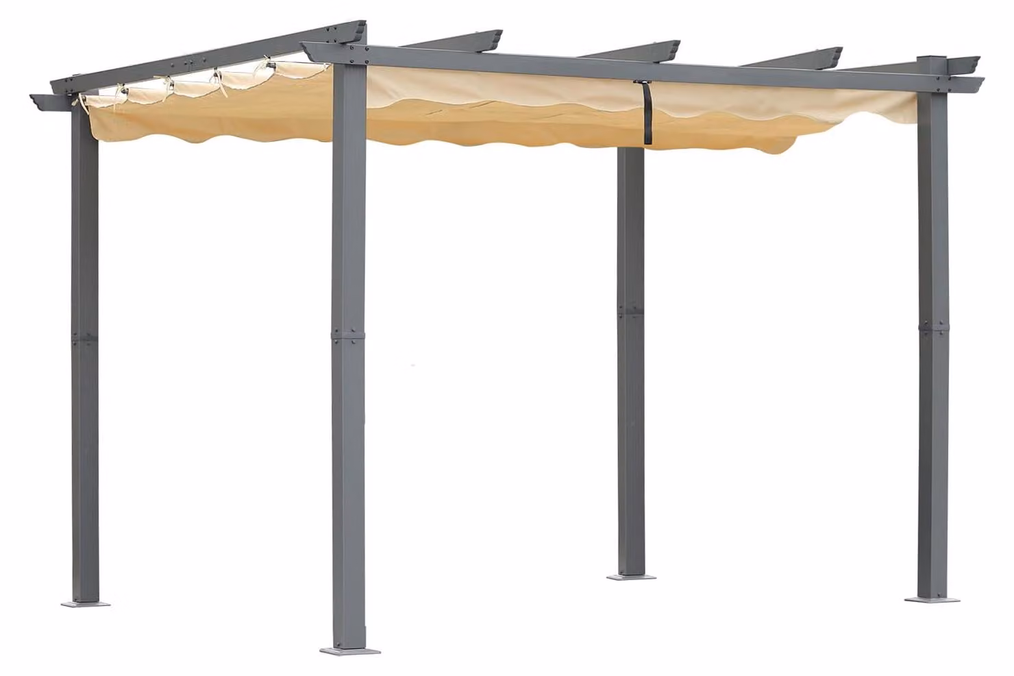Pergola con struttura in alluminio - Tetto in poliestere retrattile - 3 x 4 metri - Impermeabile - Tetto per giardino
