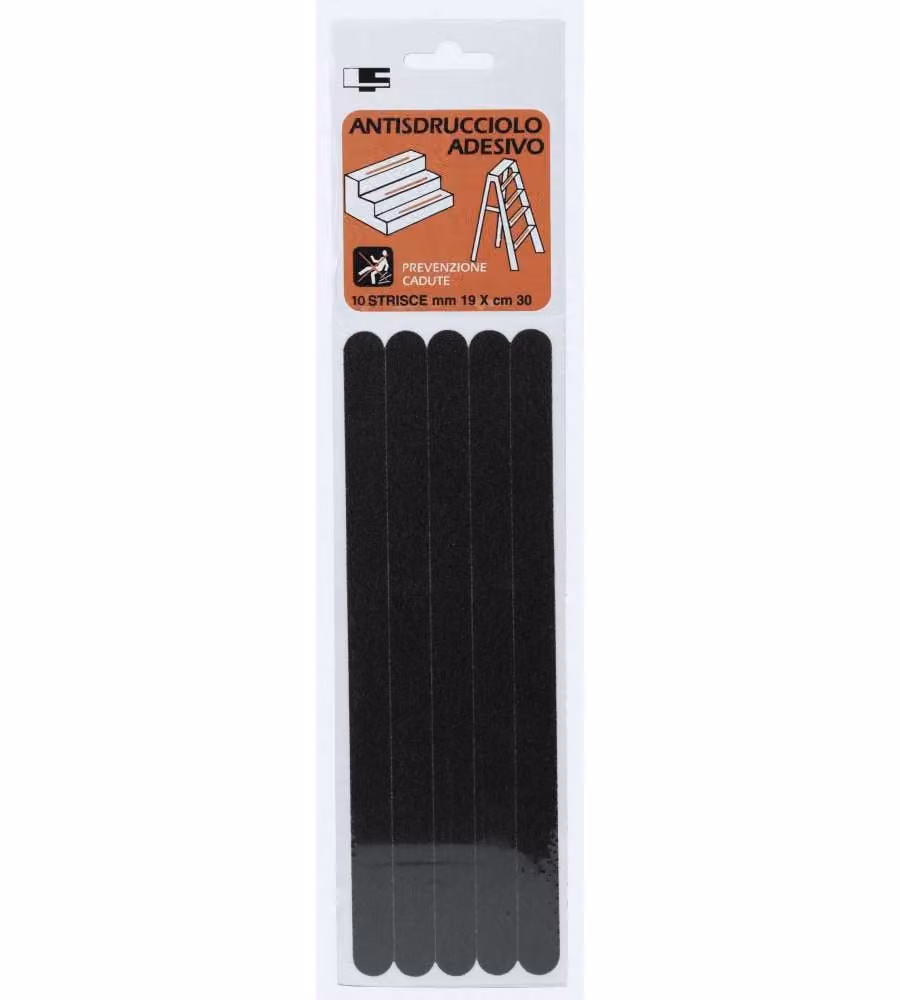ROSH Nastro Adesivo Antisdrucciolo Nero 19x300 mm Confezione 10 Pz