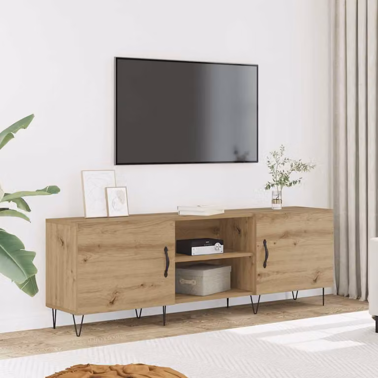 Mobile Porta TV Moderno vidaXL in Legno e Metallo, Colore Marrone, L 150 x P 30 x H 50 cm