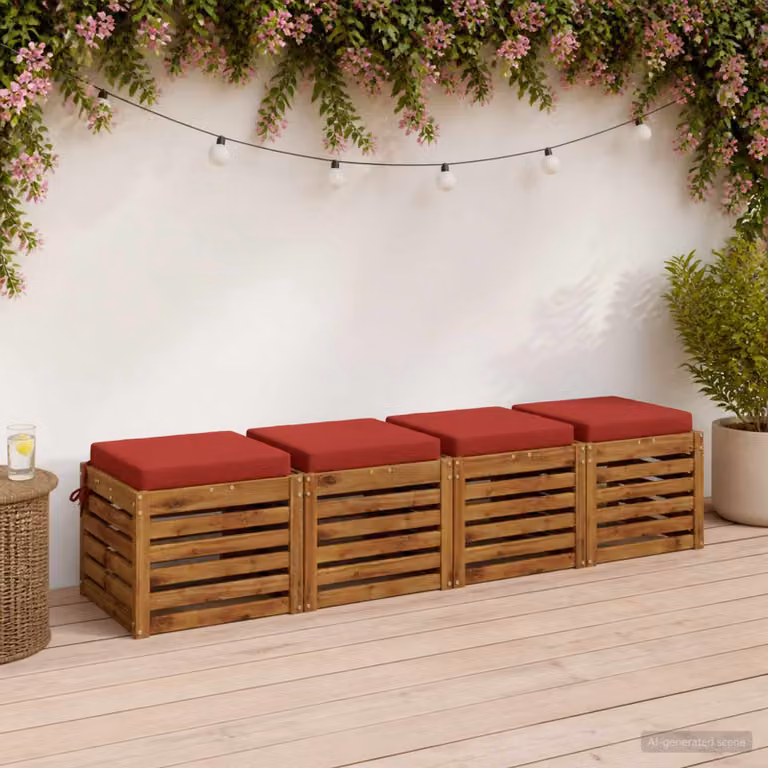 Set di 4 cuscini per sedia vidaXL SOEST in poliestere, colore rosso, con rivestimento lavabile e resistente ai raggi UV