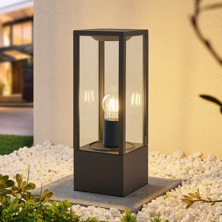 Lampione da giardino Peldar Lindby, dimmerabile, Nero, Alluminio, Moderno, Lampada da esterni