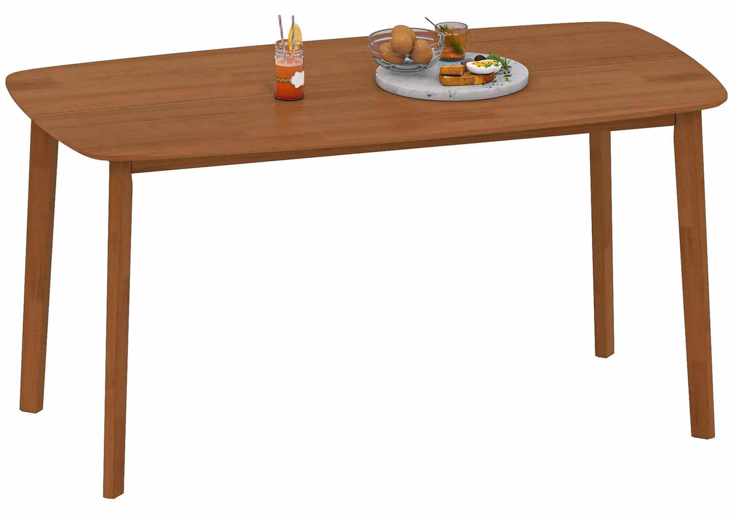 Tavolo da pranzo - Adatto per 6 persone - 150 x 80 x 76 cm - Legno - Rettangolare - Gambe coniche - Stile rustico - Marrone