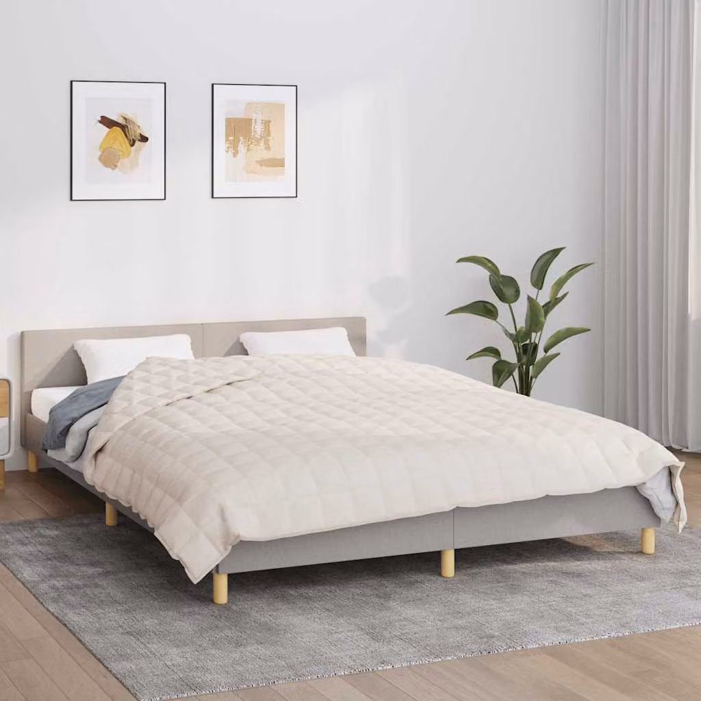 Coperta Ponderata vidaXL in Microfibra e Cotone Beige, 200x200 cm, 13 kg