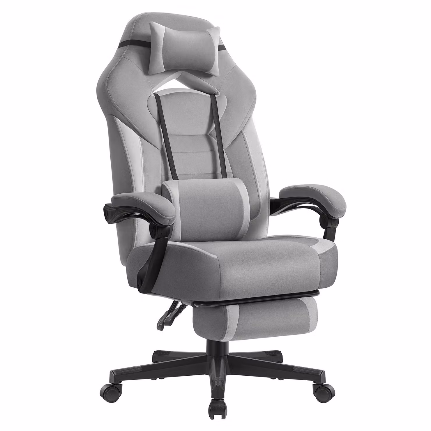 Sedia da gioco, sedia ergonomica per computer, sedia da ufficio, con poggiapiedi, cuscino per la testa, cuscino lombare
