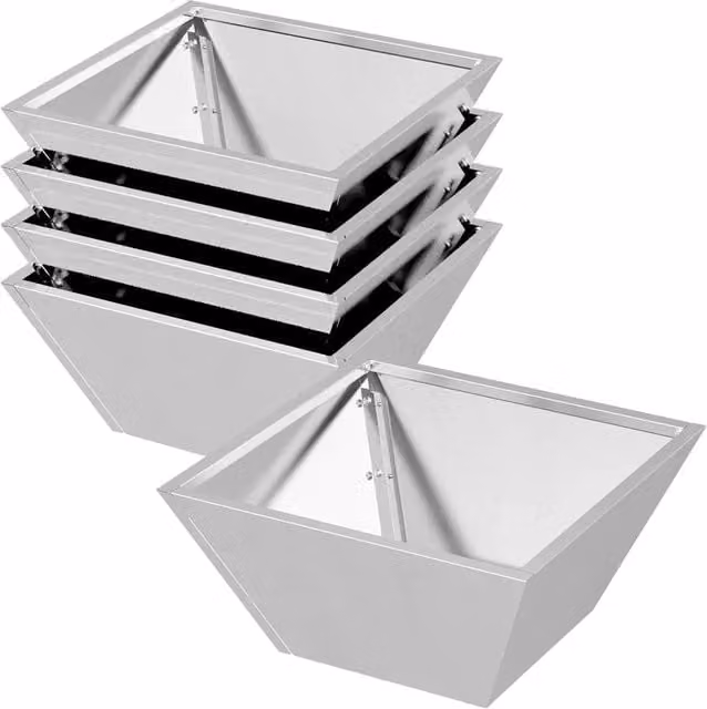 Set di 5 portapiante trapezoidali moderni da giardino esterno 35 x 35 x 15 cm in acciaio inossidabile argento 02_0052363