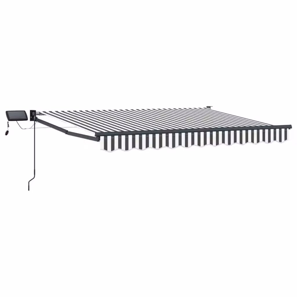 Tenda parasole retrattile manuale DESIGN IN con LED per balcone, colore Antracite e Bianco, L: 3 m, P: 2,5 m – 2