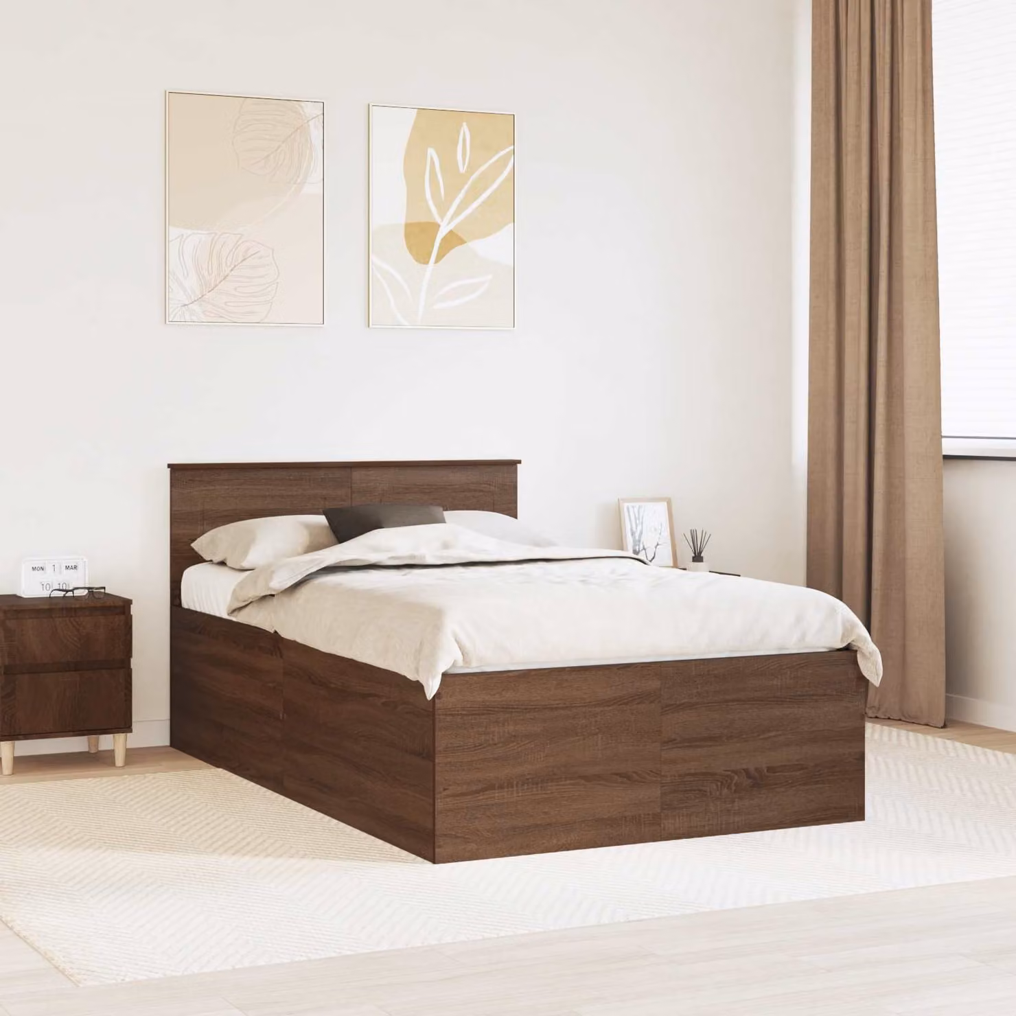 Struttura del letto con testiera vidaXL in legno Rovere Marrone L: 138 cm, P: 200 cm, H: 90 cm