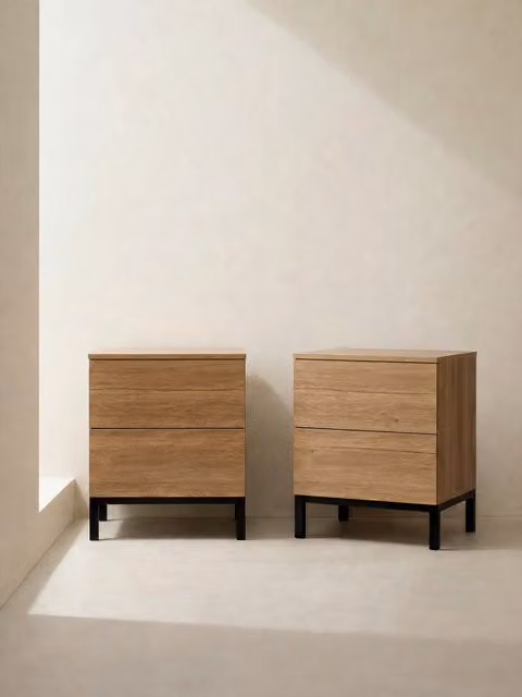 Set di 2 comodini Kolb Kenay Home in legno e metallo, colore marrone e nero, con 2 cassetti ciascuno – 1