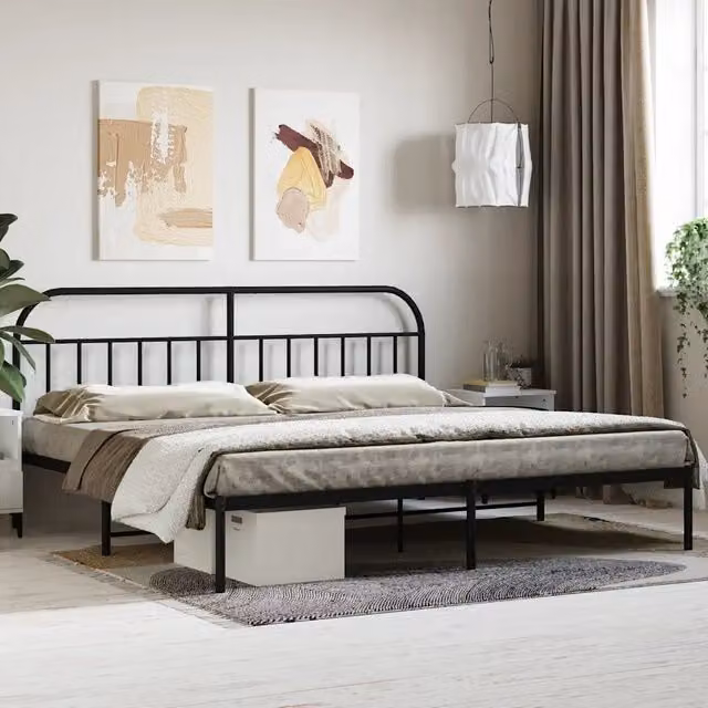 Giroletto con testiera in metallo nero vidaXL L/P: 200 x 200 cm – 1