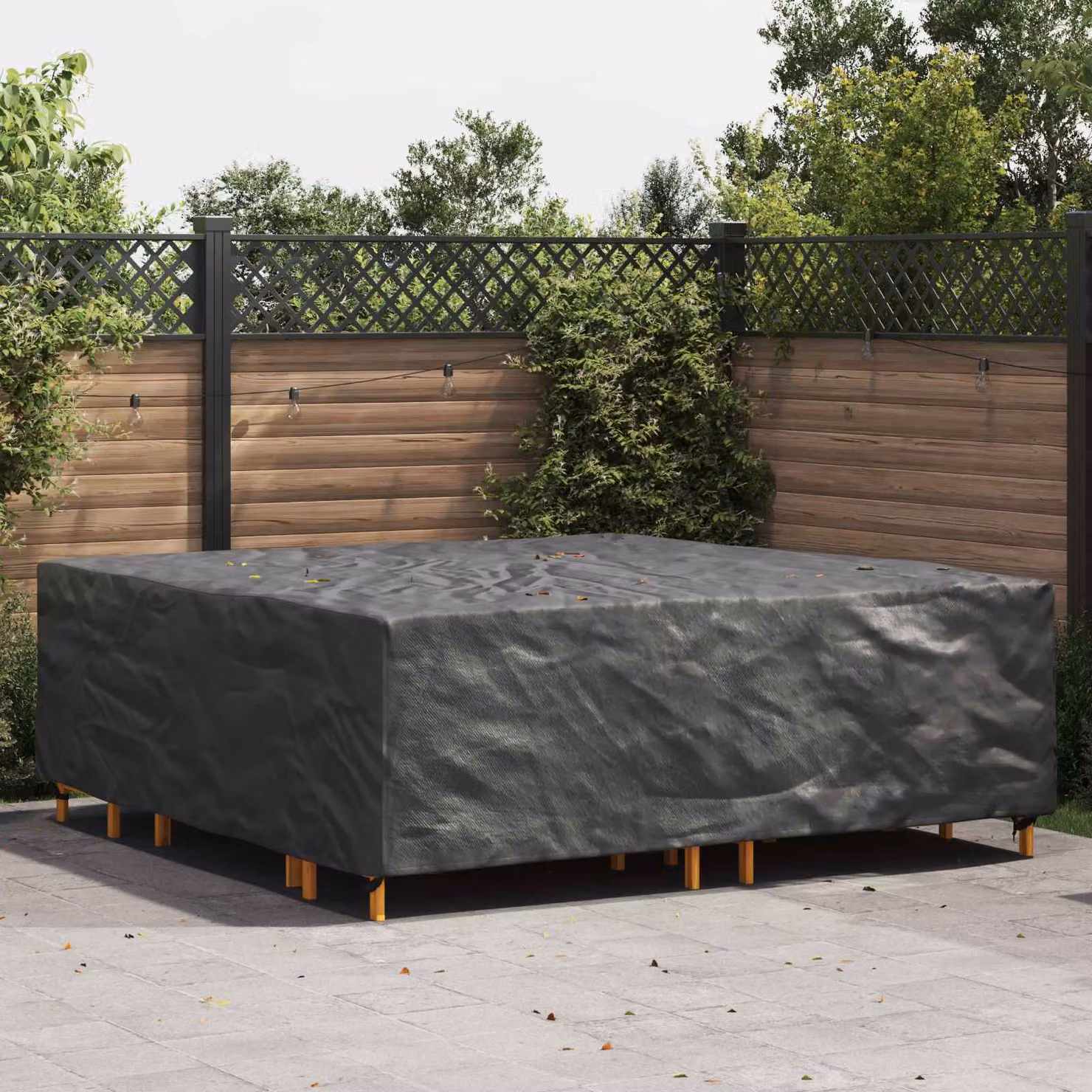 Copertura per mobili vidaXL impermeabile nera L/P/H: 220 x 220 x 70 cm