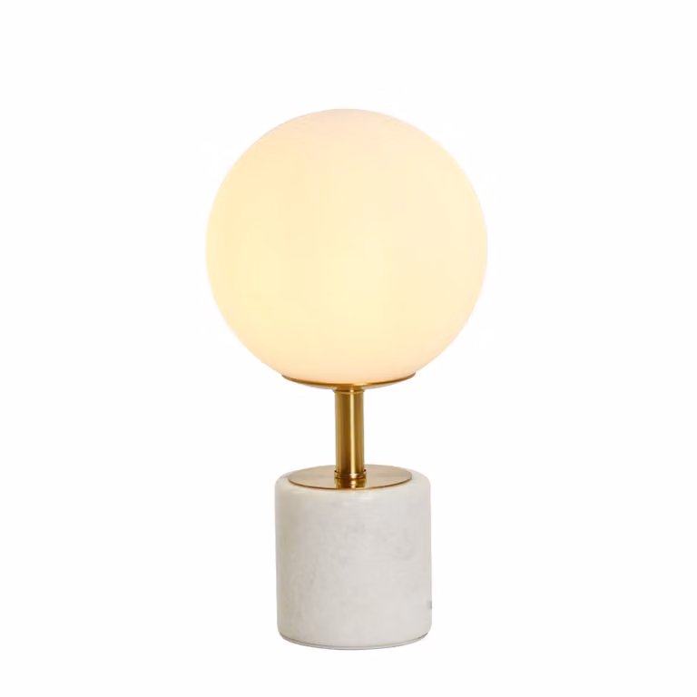 Lampada da tavolo - bianco - Medina - vetro - lampada da comodino - E27 - 1874126 - Light & Living
