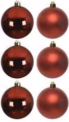 Set di 6 palline decorative per albero di Natale Amicasa in plastica di colore rosso, diametro 8 cm