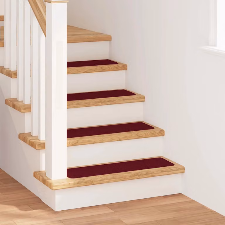 Set di 15 tappetini antiscivolo per scale vidaXL in polipropilene, colore rosso, L: 75 cm x P: 20 cm