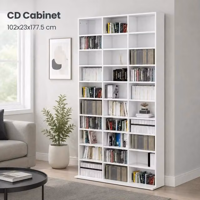 CD Cabinet, White, 102x16x177.5 Cm, Wood-based Material