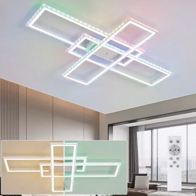 ZMH Lampada da soffitto LED a anello RGBW bianca con telecomando e funzione dimmerabile