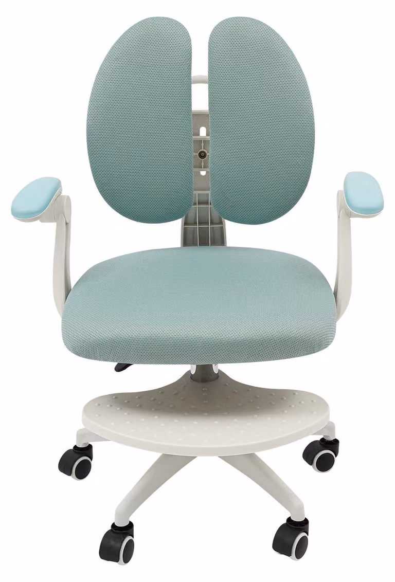 Sedia da scrivania regolabile per bambini - Sedia ergonomica per lo studio con poggiapiedi - Rotella con 5 ruote - Braccioli pieghevoli - Portata massima: 100 kg - Colore: blu