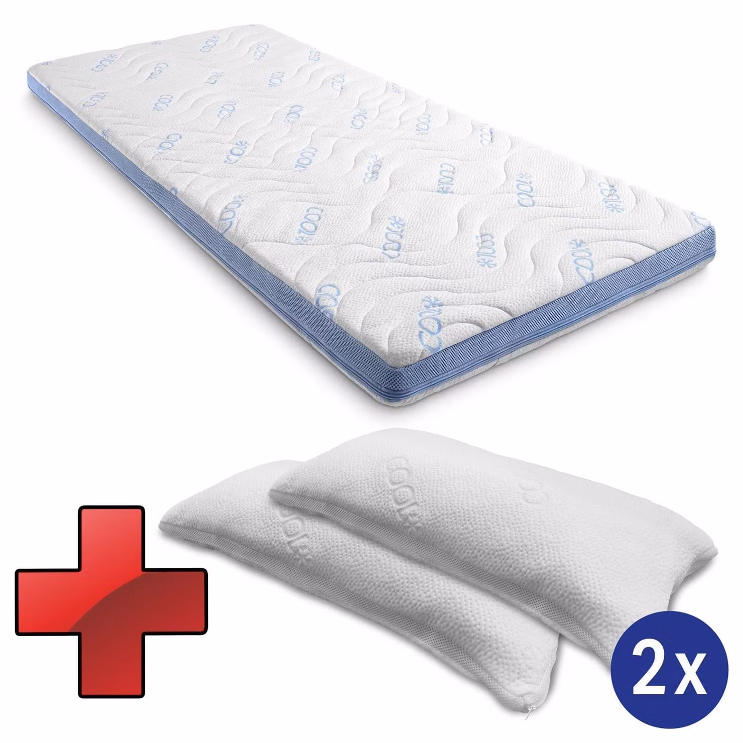 Topper in schiuma fredda CloudComfort Cool 180 x 200 cm H2/H3, altezza 7 cm, livello di compattezza H2/H3, topper a 7 zone con lato estivo e invernale