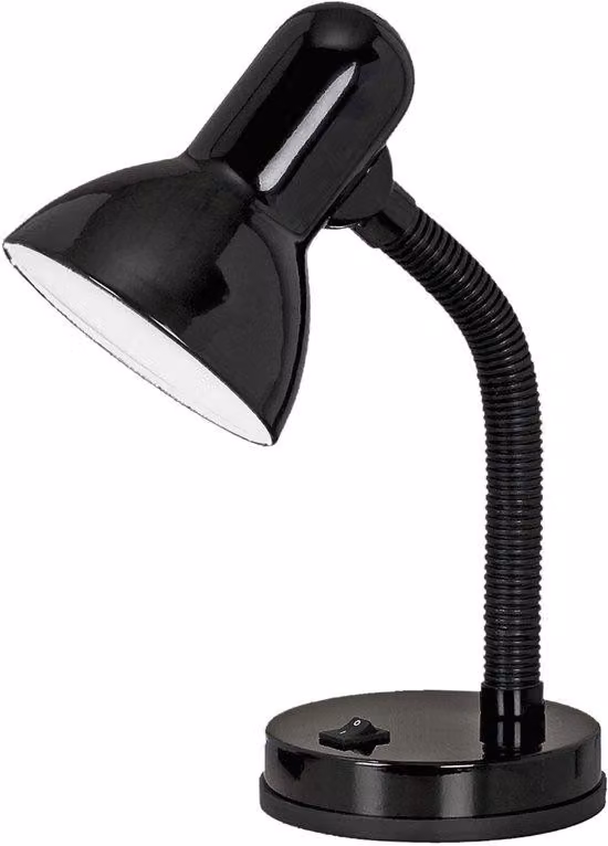 Lampada da tavolo Unyqoos®, design classico, collo flessibile a cigno, attacco E27, colore nero, altezza 30 cm, interruttore a pedale, diametro base 12,5 cm, senza lampadina (max. 40 W)