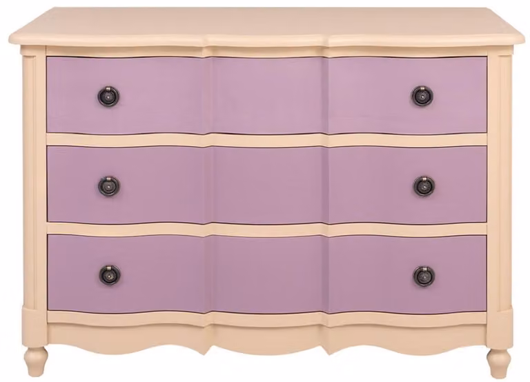 Casa Padrino cassettiera in stile country con 3 cassetti Beige / Viola 130 cm - Mobili in stile country
