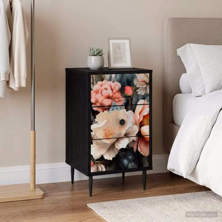 Set di 2 Armadi da Notte vidaXL BORNE in Rovere Nero, L 36 cm x P 33 cm x H 61 cm