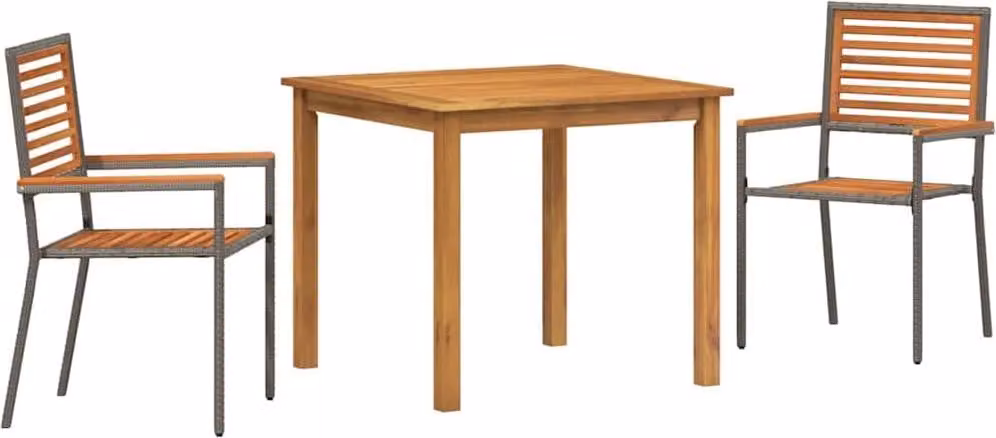 Set da Pranzo per Giardino 3 pcs Grigio