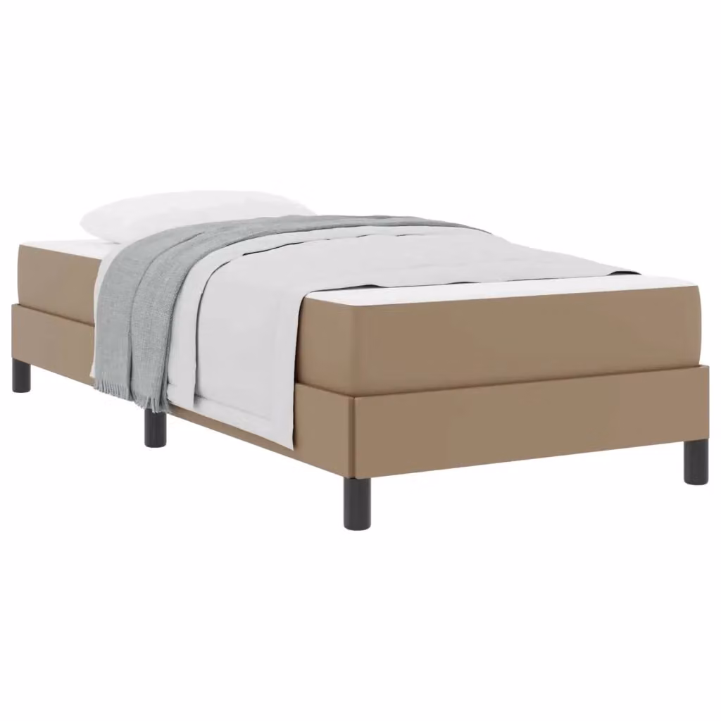 Struttura letto imbottita vidaXL in tessuto beige e marrone con doghe in legno, L 100 x P 200 cm – 2