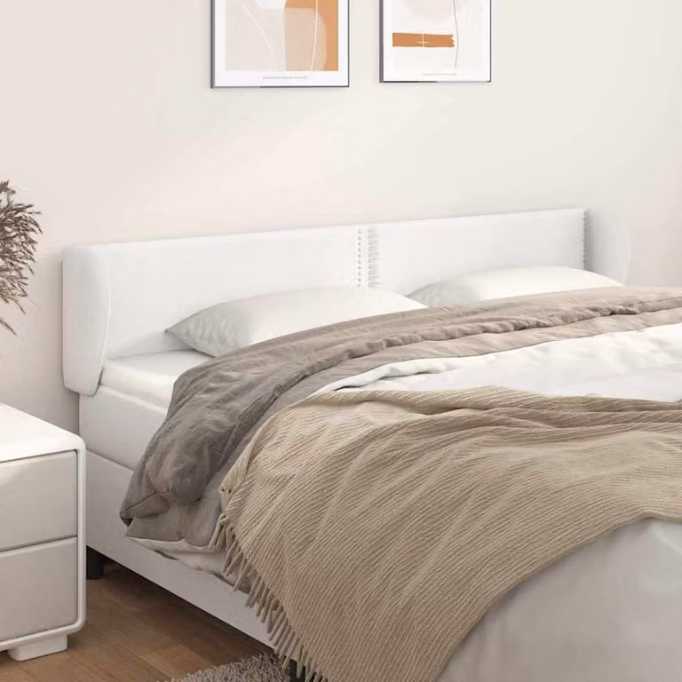 Testiera ad orecchio vidaXL in similpelle bianca per camera da letto, L: 203 cm, P: 23 cm, H: 78-88 cm