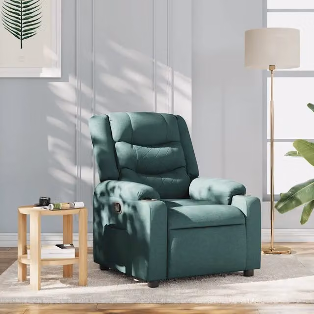 Poltrona Reclinabile Relax vidaXL in Tessuto Verde con Braccioli e Regolazione Manuale