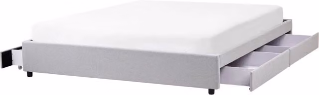 Letto matrimoniale in Tessuto grigio chiaro con Cassetti 180 x 200 cm Design tradizionale