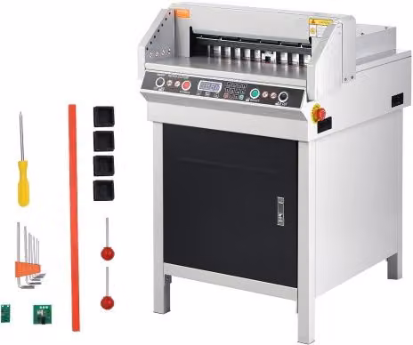 Tagliacarte Elettrico VEVOR con Pannello LCD Intelligente e Luce a Infrarossi, Capacità di Taglio 450 mm e Spessore 40 mm, Colore Bianco