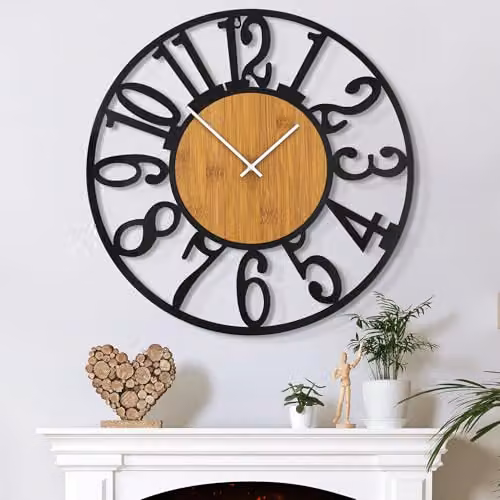 Mee 2ou Orologio Da Parete Moderno E Vintage, 80 cm/ 32 Pollici Orologio Da Parete Grande Silenzioso Senza Ticchettio, Disponibile In 34 cm, 40 cm, 50 cm, 60 cm, 80 cm Per Soggiorno, Cucina, Ufficio