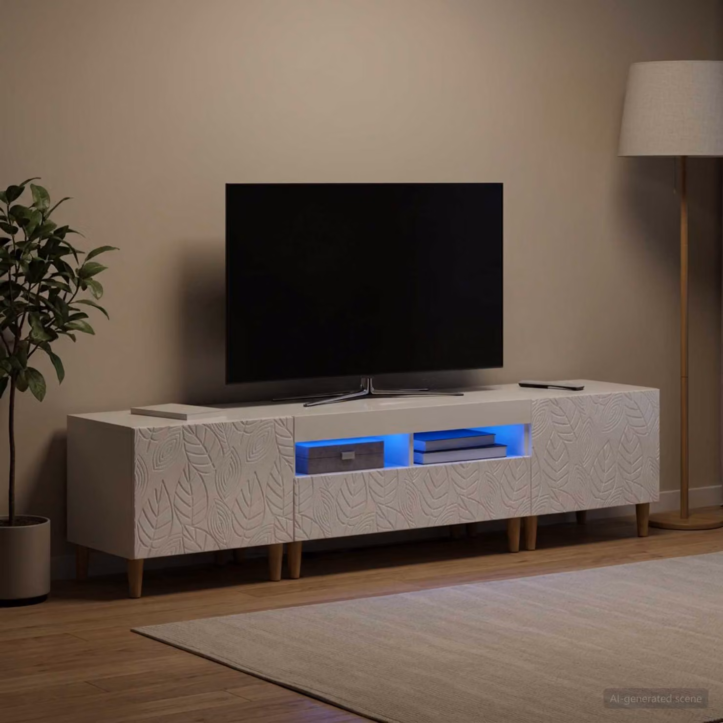 Mobile TV Unit vidaXL DELFT in 3 pezzi Bianco Lucido con illuminazione LED integrata e compartimenti media in MDF per il tuo soggiorno