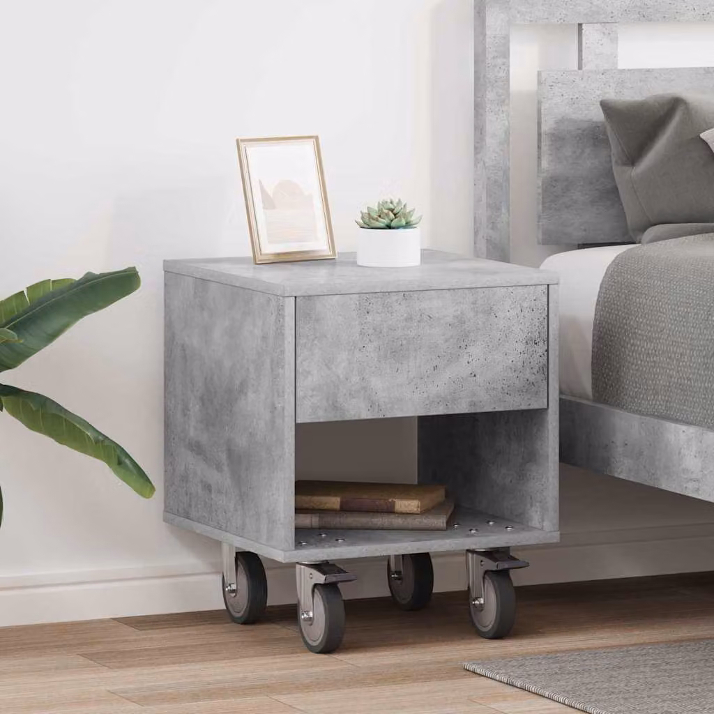 Set di 2 comodini moderni vidaXL in colore grigio cemento, L 40,5 cm x P 40 cm x H 48 cm