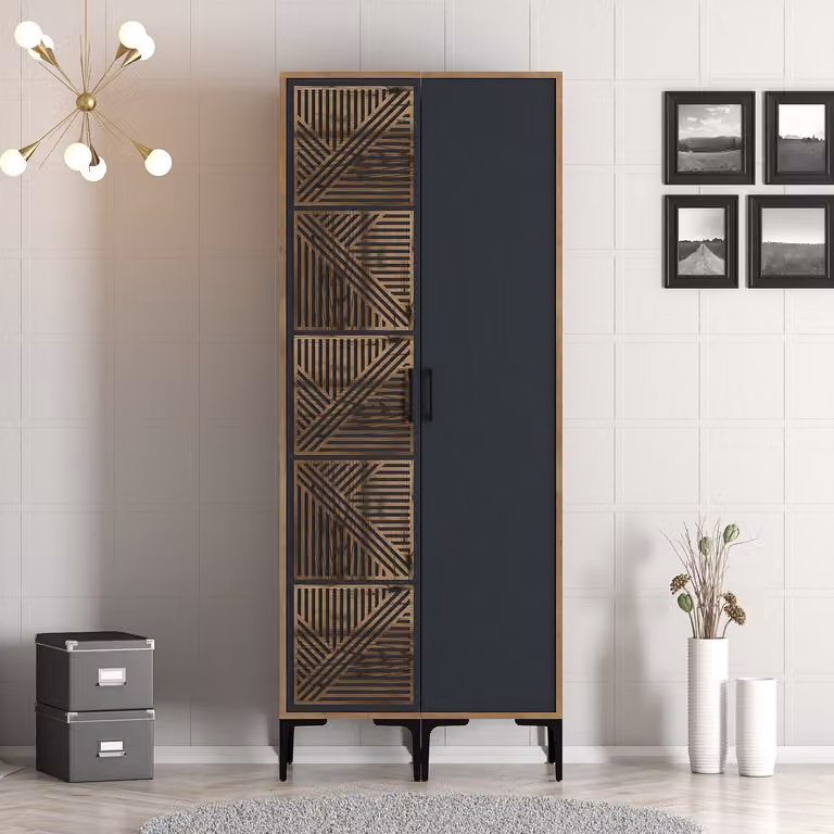 Skye Decor, armadio di alta qualità, in legno noce e antracite, dimensioni 80x201,4x47,5 | 100% melaminico