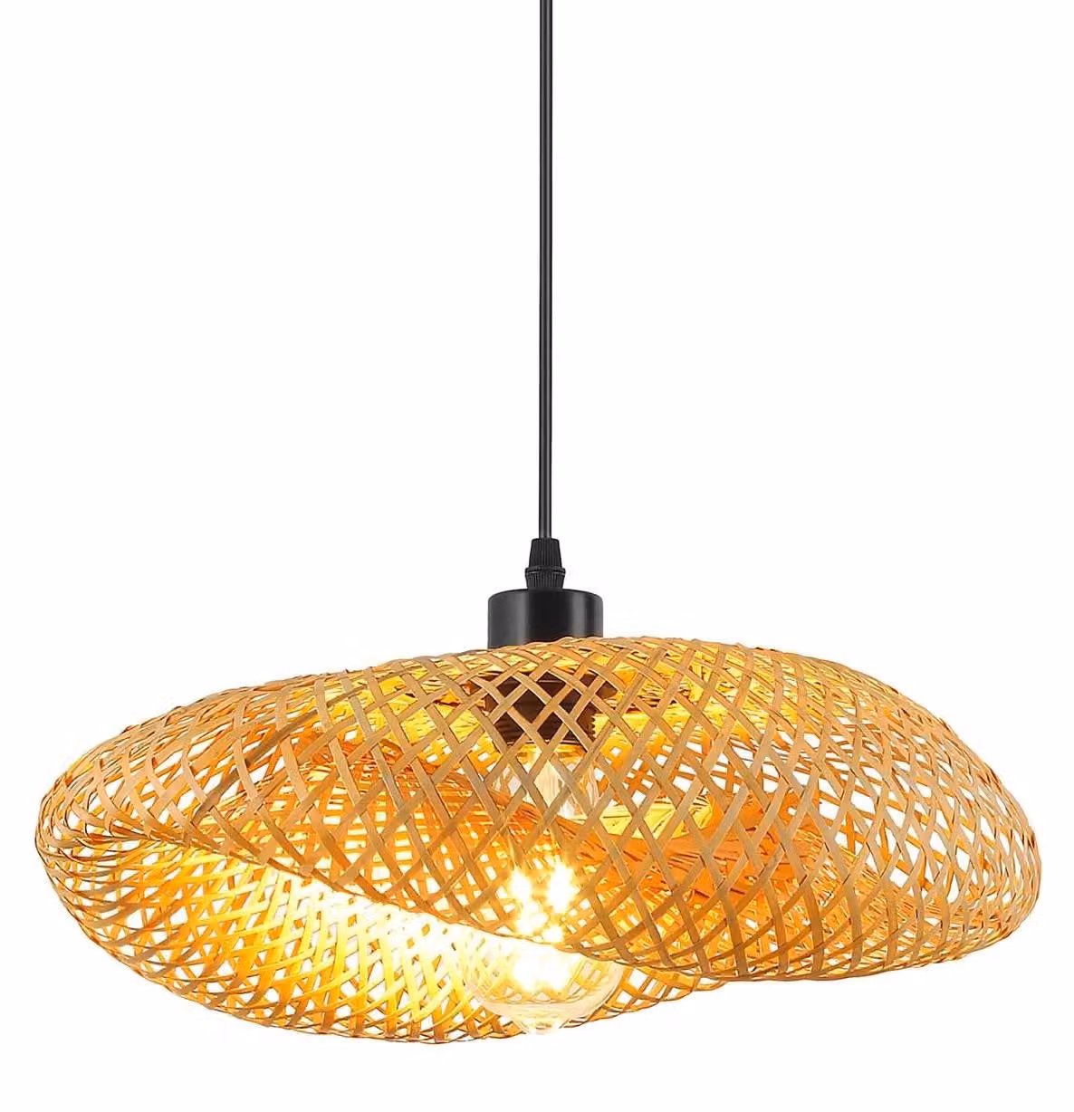 Lampada a sospensione retro in bambù, 40 cm - Illuminazione vintage - Base lampada E27 - Lampada a sospensione creativa - Resistente agli insetti - Resistente alla muffa