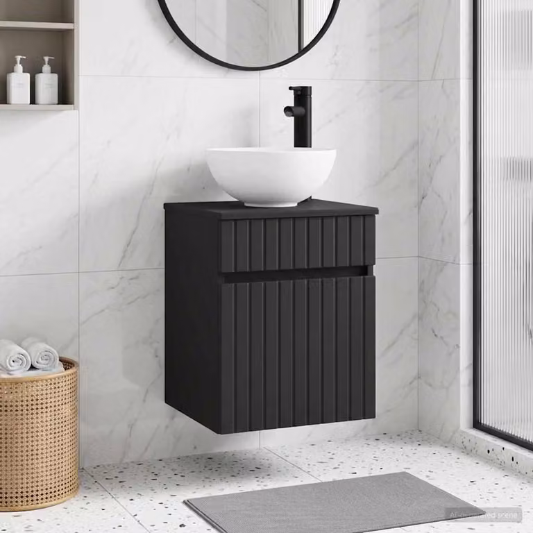 Mobile lavabo da parete vidaXL moderno in MDF nero L/P/H: 39 x 35 x 63 cm