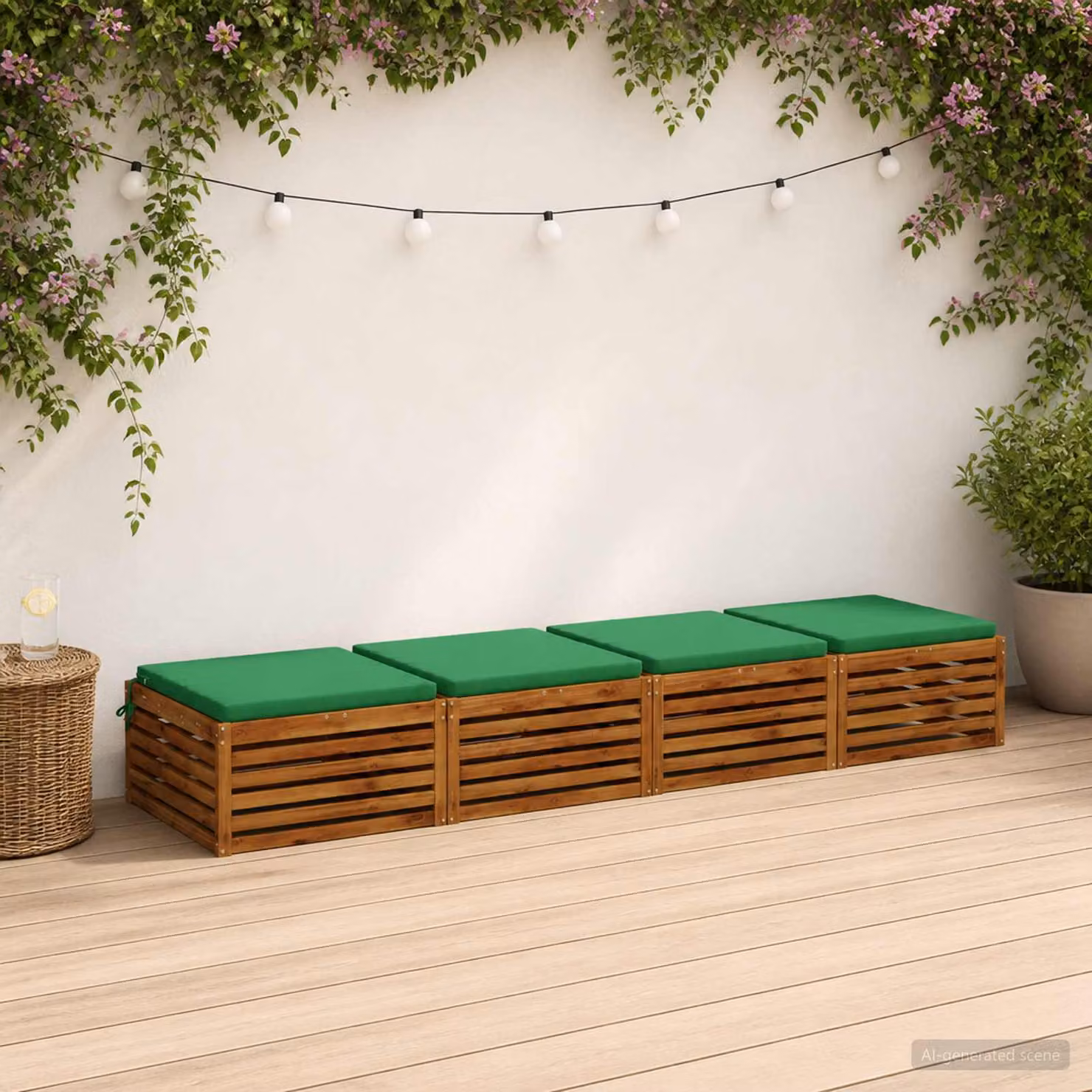 Set di 4 cuscini per sedia vidaXL SOEST in poliestere verde con rivestimento lavabile e resistente ai raggi UV