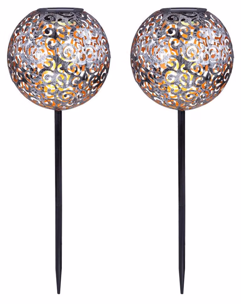 2x luci solari a LED, sfera decorativa intrecciata, altezza 54 cm