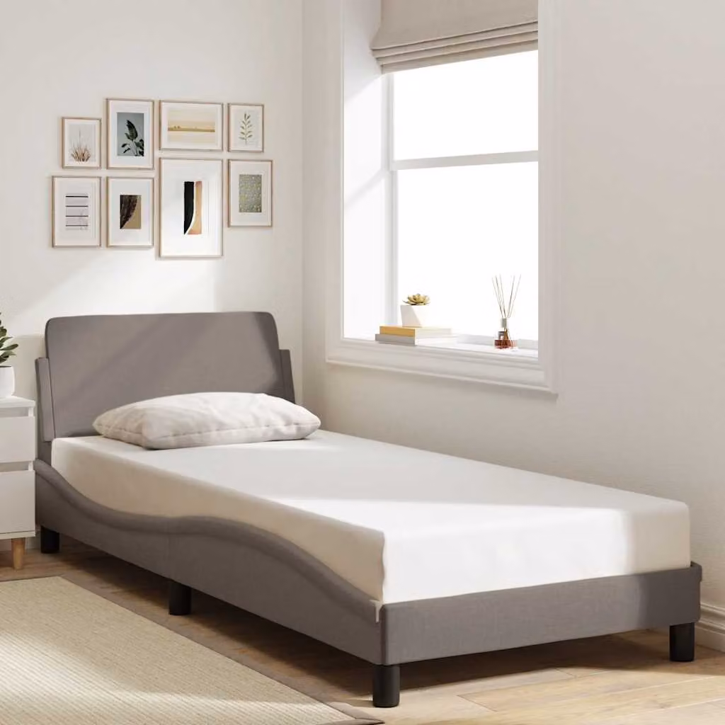 Giroletto con Testiera Dover vidaXL in Tessuto Tortora L: 90 cm, P: 200 cm