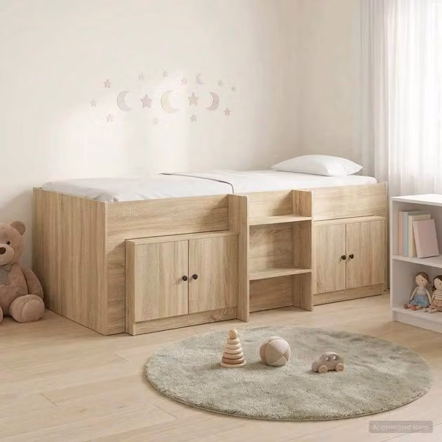 Struttura Letto Loft con Mobile con porta 3 pz Rovere Sonoma 3423392