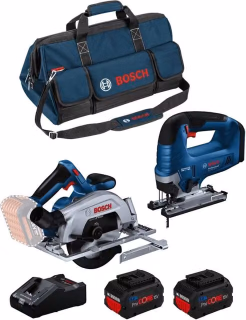 Kit Bosch BK2023BAG con Seghetto Alternativo GKS 18V-57-2, Frullatore GST 18V-125 B, 2 Batterie ProCORE da 8,0 Ah e Caricatore GAL18V-160 con Borsa Trasporto