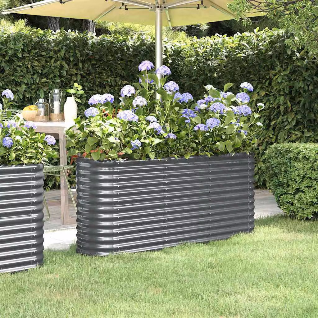 Letto da giardino rialzato vidaXL in acciaio zincato antracite L: 152 cm, P: 40 cm, H: 68 cm