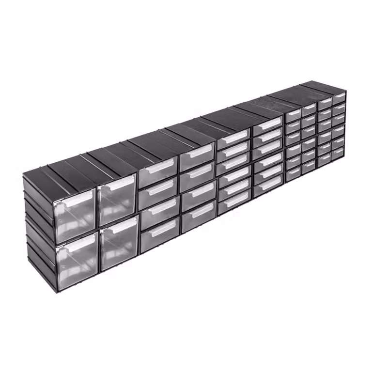 Armadio modulare con diversi cassetti ripiani 92 x 26 cm espandibile in continuo Modulo combinato trasparente