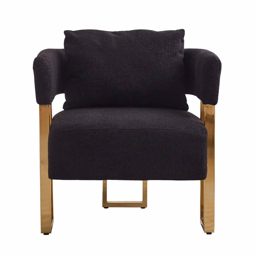 Poltrona relax Minimal in velluto nero con braccioli e design moderno – 2