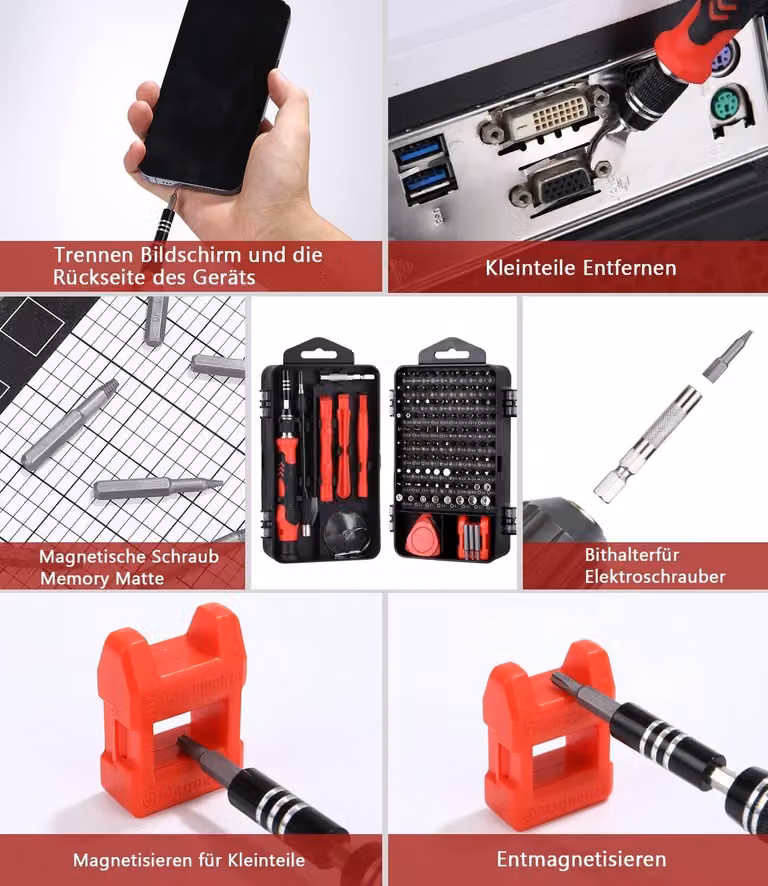 Set di cacciaviti - Set di utensili - Cassetta degli attrezzi riempita - Mini bit magnetici