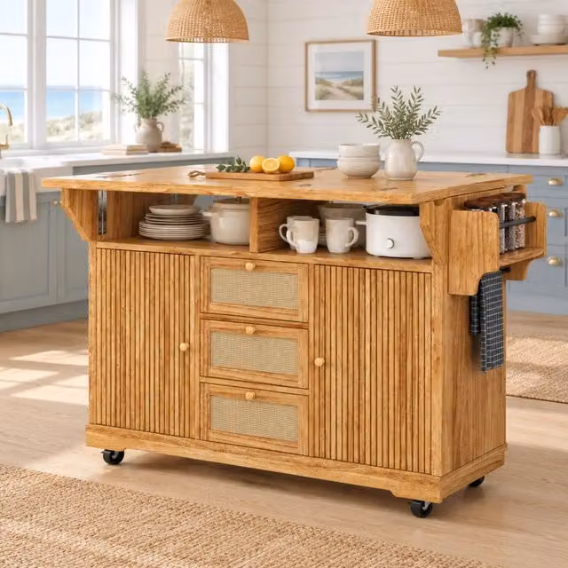 Carrello da cucina pieghevole 142,5 x 80 x 95 cm marrone scuro