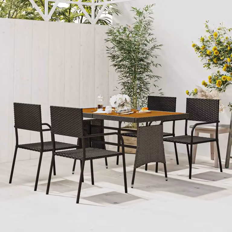 Maison Exclusive - Set da pranzo da giardino 5 pezzi in polyrattan nero