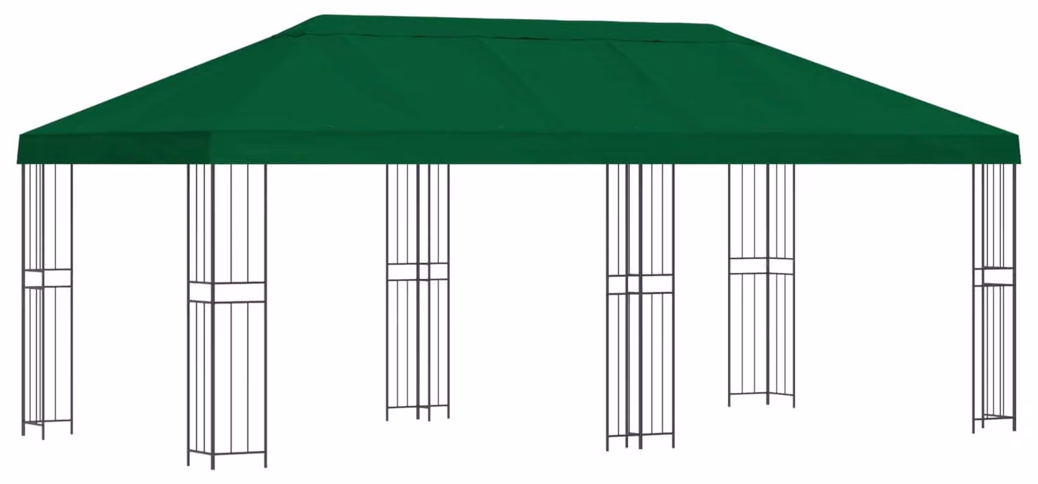 Gazebo con pareti laterali 6 x 3 m Verde Poliestere e Acciaio